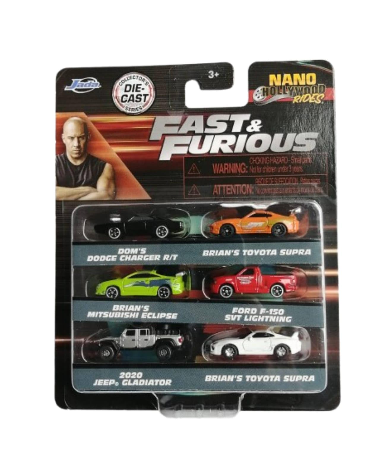Jada Toys Fast & Furious Nano 6 Pack Hollywood Rides 1.65 In